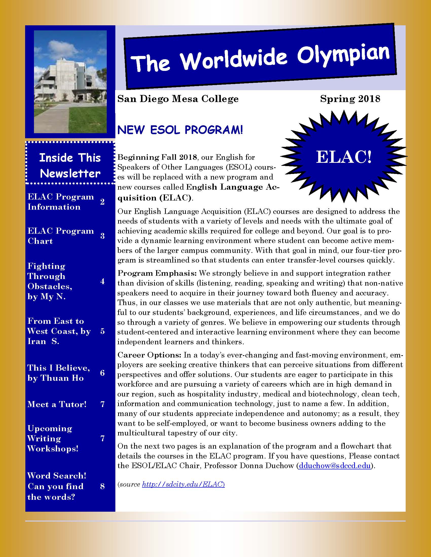 ESOL Newsletter Spring 2018
