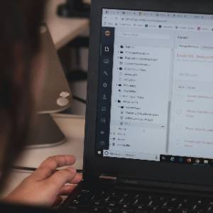 student looking at a computer screen