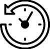 consistency icon clock wrapped around with an reverse-clockwise arrow