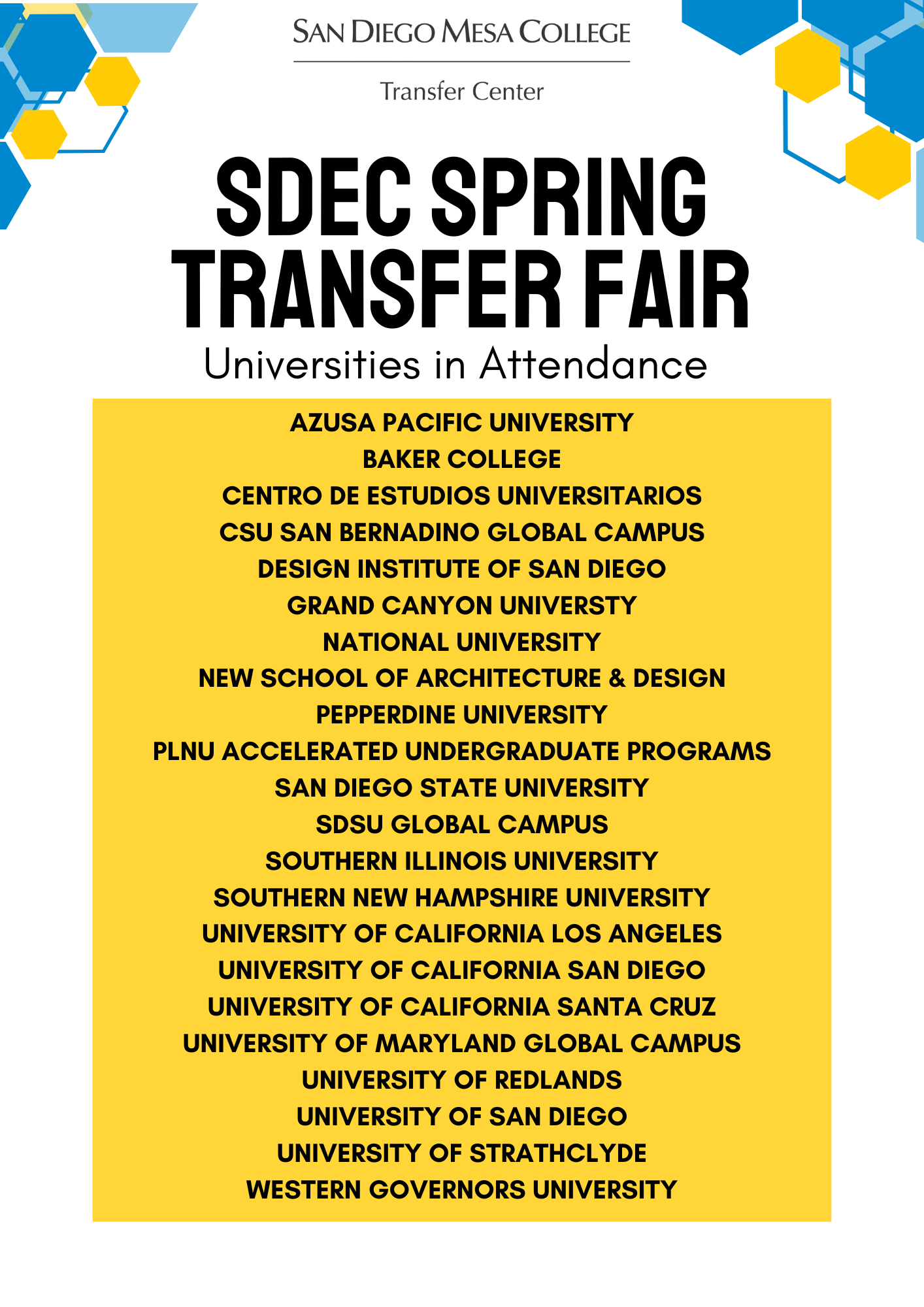 Univ in attendance SDEC