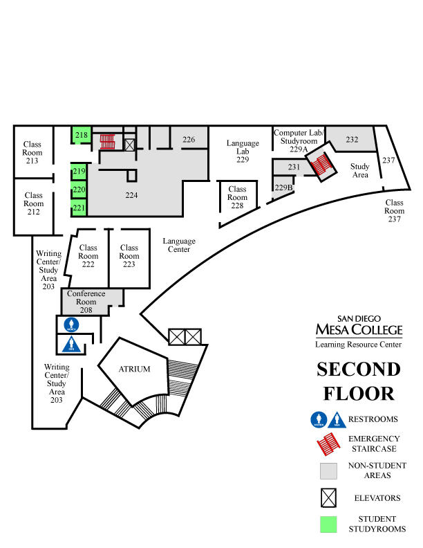 Mesa College Library 2nd Floor Plan