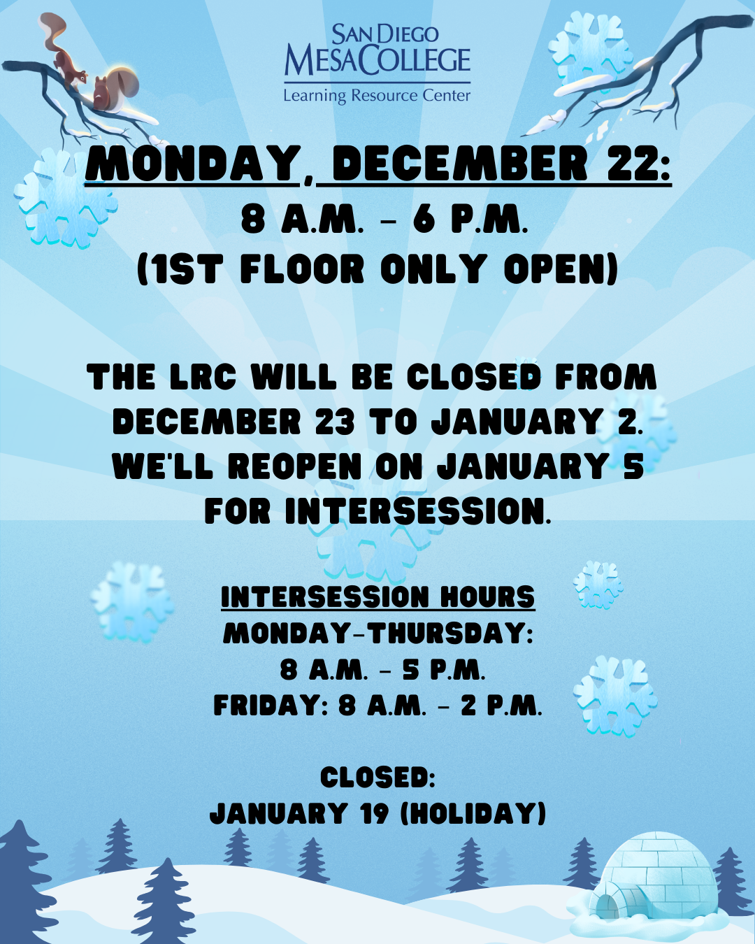 Updated Hours Winter background with intersession hours